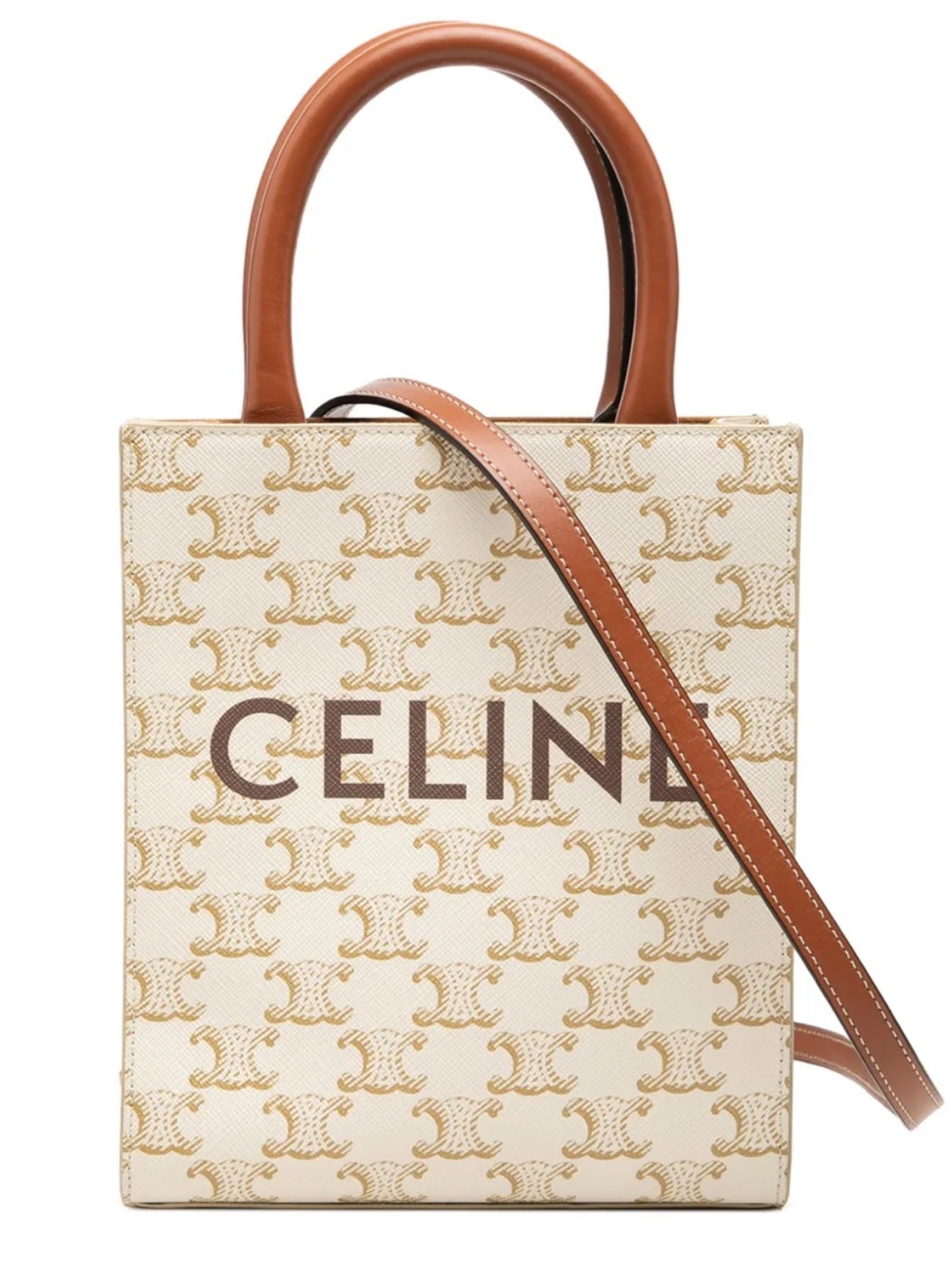 CELINE Mini Triomphe Coated Canvas Vertical Cabas Satchel Bag